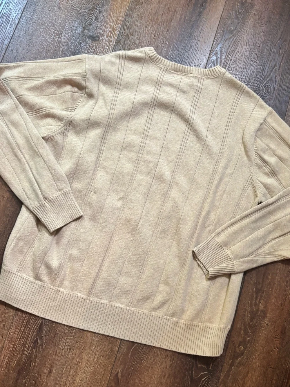 John Ashford Men's Beige Crewneck Ribbed Sweater Size Large